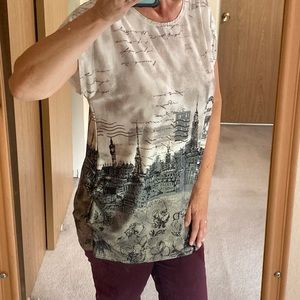 Super fun travel shirt, size large/extra large, no tags, soft polyester material